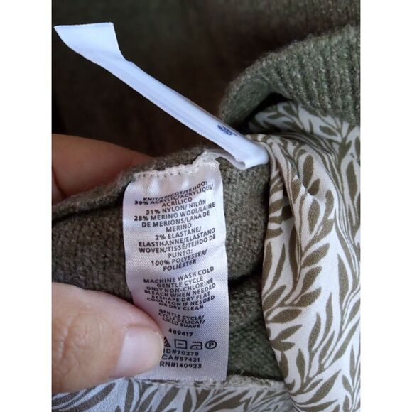 NWT Ann Taylor Loft Green v-Neck w/Faux Blouse Hem Wool Blend Sweater size18 - Picture 9 of 9